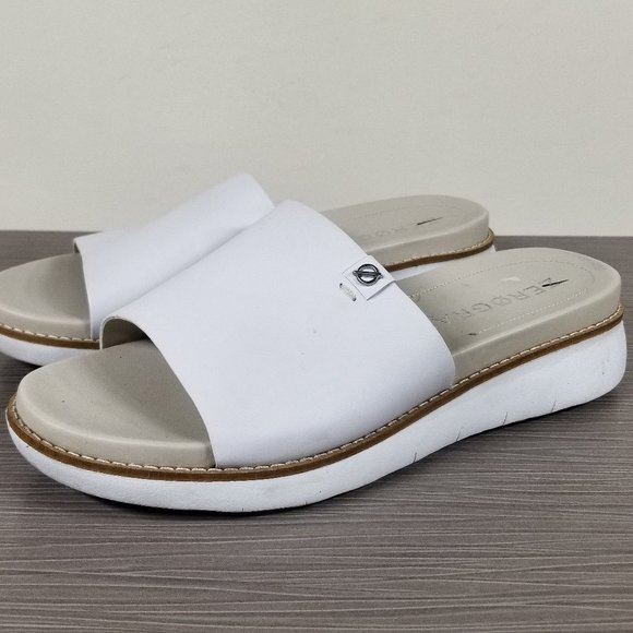 Cole Haan Zerogrand Wedge Slide Sandal, White PU Leather, Womens Size 7 B - Picture 1 of 11